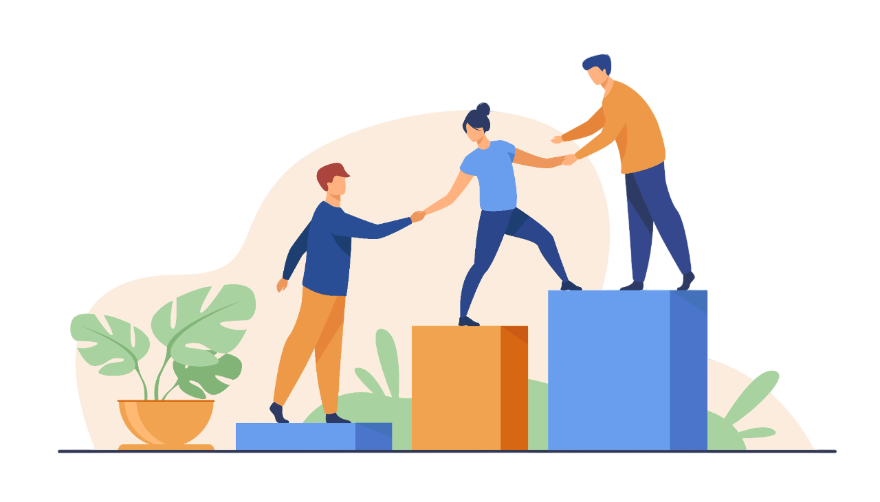 One-on-one mentoring session and code review illustration